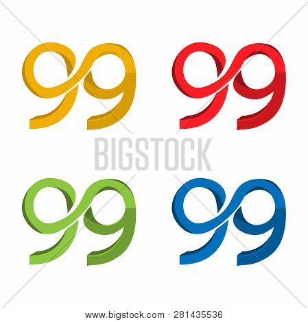 99 Stock Icon, Number 99. Flat Design. Colored Icon