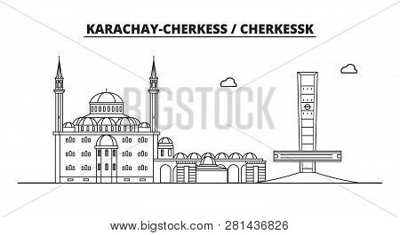 Russia, Karachay-cherkess, Cherkessk. City Skyline: Architecture, Buildings, Streets, Silhouette, La