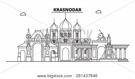 Russia, Krasnodar. City Skyline: Architecture, Buildings, Streets, Silhouette, Landscape, Panorama, 