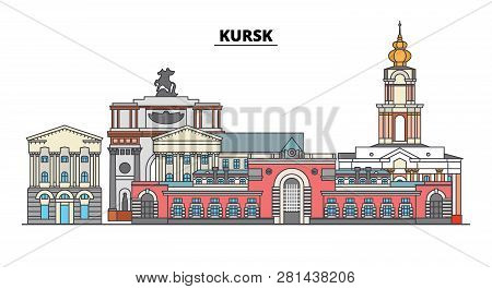 Russia, Kursk. City Skyline: Architecture, Buildings, Streets, Silhouette, Landscape, Panorama. Flat