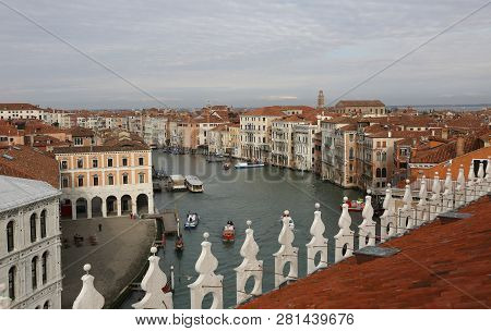 View Of Venice In Italy From The Top Of The Palace Called Fondaco Dei Tedeschi