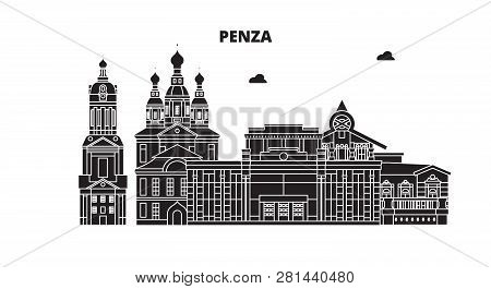 Russia, Penza. City Skyline: Architecture, Buildings, Streets, Silhouette, Landscape, Panorama. Flat