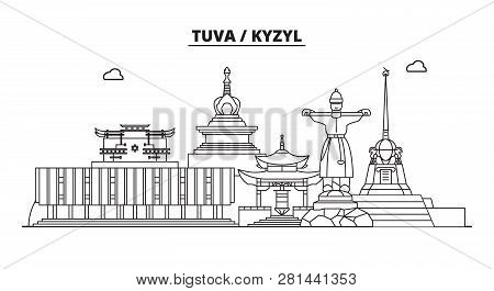 Russia, Tuva, Kyzyl. City Skyline: Architecture, Buildings, Streets, Silhouette, Landscape, Panorama