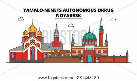 Russia, Noyabrsk . City Skyline: Architecture, Buildings, Streets, Silhouette, Landscape, Panorama. 