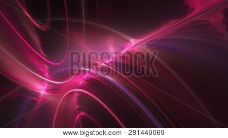 Abstract red background element on black. Fractal graphics. Composition of glowing lines and mption blur traces. Movement and innovation concept.