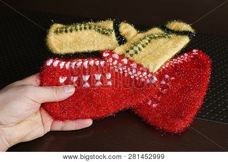Great Hand-knitted Patterned And Multi-colored Booties Socks,anatolian Handicrafts, Turkey,hand Knit