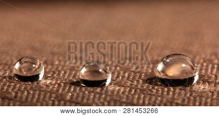 Water Droplets On Moisture Resistant Fabric Close Up