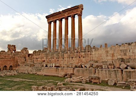 Baalbek - Ruins Of The Temple Of Jupiter In The Ancient Phoenician City; Known As Heliopolis During 