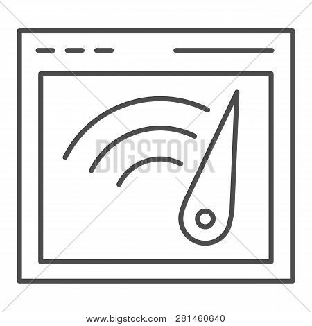 Browser Speed Thin Line Icon. Computer Window Speedometer Vector Illustration Isolated On White. Web