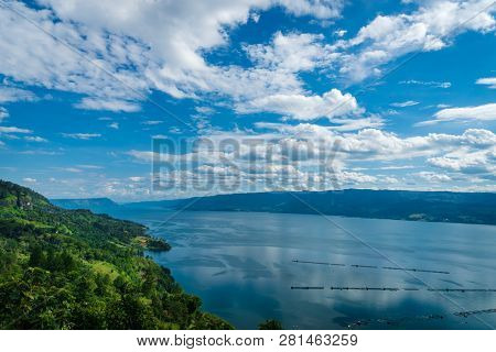 Lake Toba Landscape In Tuktuk, North Sumattra, Indonesia. Lake Toba Is A Popular Tourist Destination