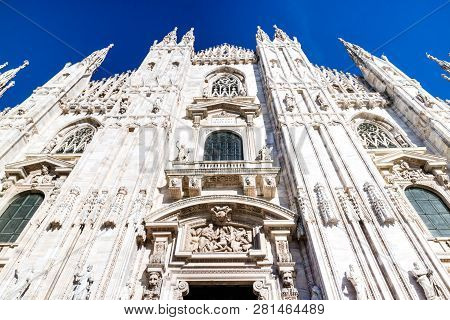 Beautiful Catholic Church Duomo Di Milano From Italy