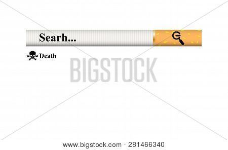 Simple Concept Struggle Of Nicotine Addiction. Search Bar Element Design, Search Boxes Ui Template. 