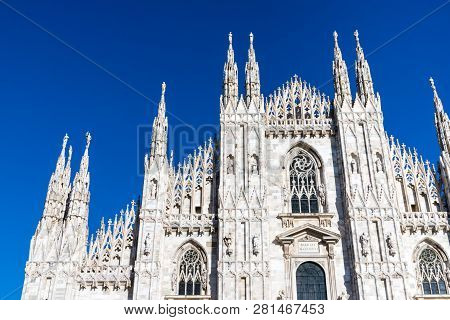 Beautiful Catholic Church Duomo Di Milano From Italy