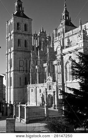 Yksityiskohdat kuuluisa katolinen katedraali Astorga, Espanja