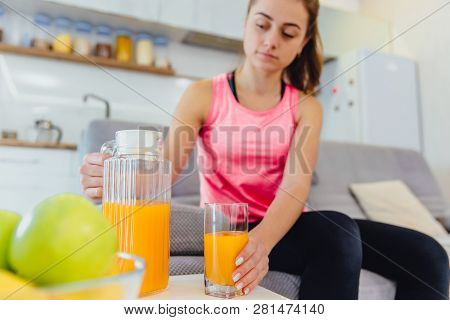 A Young Girl Adheres To The Rules Of Nutrition.