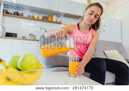 A Young Girl Adheres To The Rules Of Nutrition.