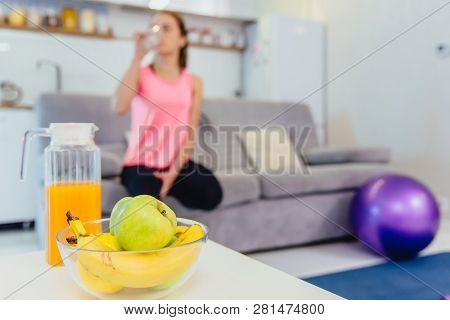 A Young Girl Adheres To The Rules Of Nutrition.