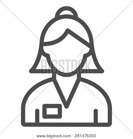 Woman Banker Line Icon. Bank Worker Vector Illustration Isolated On White. Female Account Manager Ou