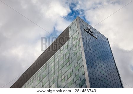 Montreal, Canada - November 7, 2018: Chum Logo, In Front Of One Of Their Main Building In Montreal. 