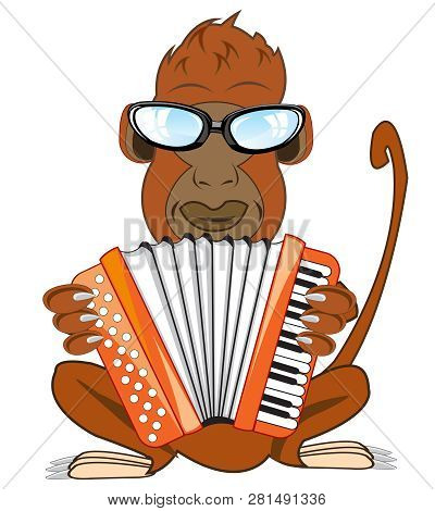 Vector Illustration Of The Gorilla With Accordeon