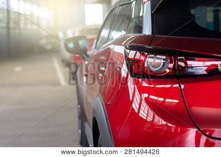 Car On Street Blurry Background.for Automotive Automobile Or Transport Transportation Image