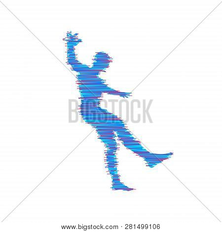 Man Falling Down. Jumping Man. 3d Model Of Man. Element For Sport Design. Vector Illustration.
