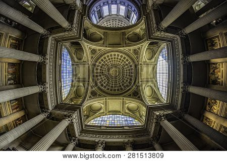 Paris, France, May, 2018: Interior Views Of The Pantheon Building In Paris
