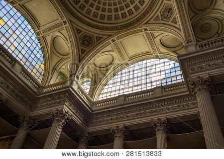Paris, France, May, 2018: Interior Views Of The Pantheon Building In Paris