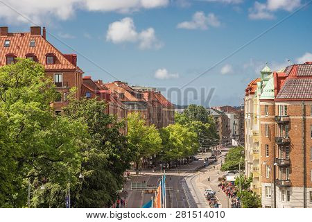 Goteborg, Sweden - July 2017: Gothenburg City Overview From The Ferris Wheel