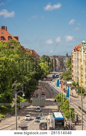 Goteborg, Sweden - July 2017: Gothenburg City Overview From The Ferris Wheel