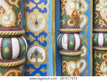 Beautiful Colorful Ornaments.russian Ornament Adorning The Boyar Premises