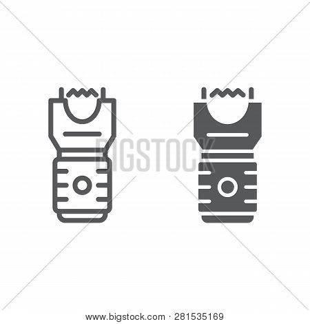 Electroshock Weapon Line And Glyph Icon, Protection And Security, Firearm Sign, Vector Graphics, A L