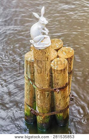 Hare Monument Near To Rabbit Island In St. Petersburg