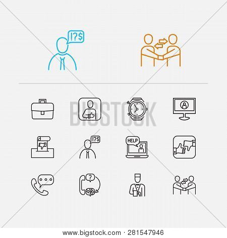 Support Icons Set. Client And Support Icons With Business, Complaint And Service. Set Of Businessman