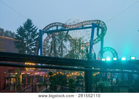 Helsinki, Finland -october 12, 2018: The Carnival Of Light Event At The Linnanmaki Amusement Park In