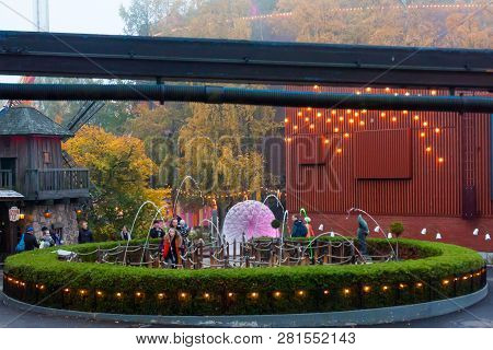 Helsinki, Finland -october 12, 2018: The Carnival Of Light Event At The Linnanmaki Amusement Park In