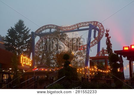 Helsinki, Finland -october 12, 2018: The Carnival Of Light Event At The Linnanmaki Amusement Park In