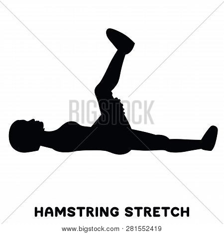 Hamstring Stretch. Sport Exersice. Silhouettes Of Woman Doing Exercise. Workout, Training.