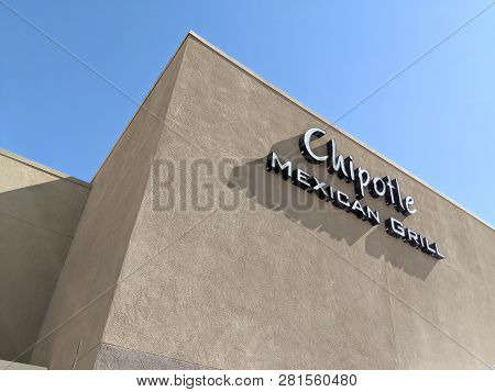 Palm Springs, California, United States - October 26, 2018: Chipotle Mexican Grill Sign On Building.