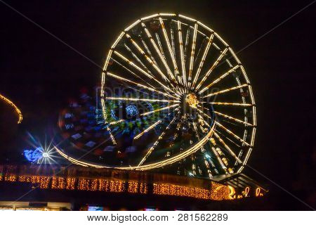Helsinki, Finland -october 12, 2018: The Carnival Of Light Event At The Linnanmaki Amusement Park In