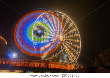 Helsinki, Finland -october 12, 2018: The Carnival Of Light Event At The Linnanmaki Amusement Park In