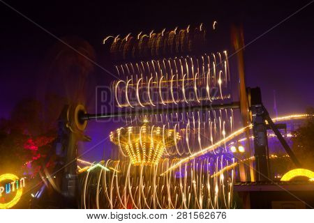 Helsinki, Finland -october 12, 2018: The Carnival Of Light Event At The Linnanmaki Amusement Park In