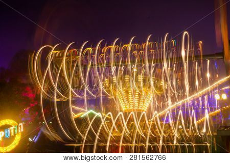Helsinki, Finland -october 12, 2018: The Carnival Of Light Event At The Linnanmaki Amusement Park In