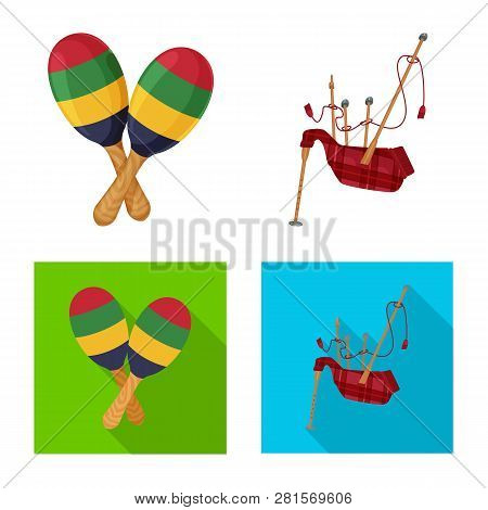 Vector Illustration Of Music And Tune Sign. Set Of Music And Tool Vector Icon For Stock.