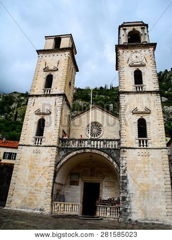 Kotor Church, Montenegro. Church Of Saint Tryphon, Summertime.  Crna Gora.
