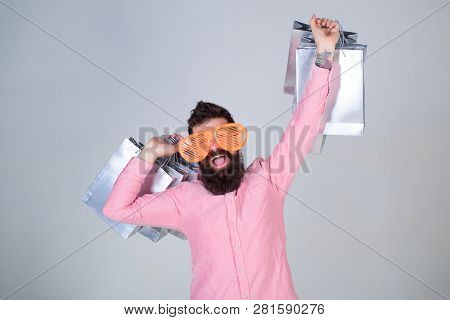Shopping On Black Friday. Happy Shopping With Bunch Paper Bags. Shopping Addicted Consumer. How To G