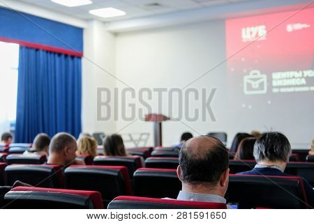 Moscow, Russia - January, 22, 2019: image of the Conference