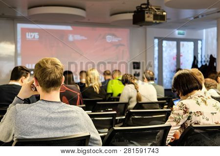 Moscow, Russia - January, 22, 2019: image of the Conference