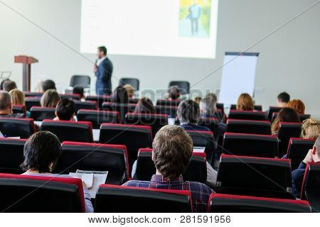 Moscow, Russia - January, 22, 2019: image of the Conference