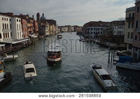 Views Of The Grand Canal From The Ponte Degli Scalzi In Venice. Travel, Holidays, Architecture. Marc